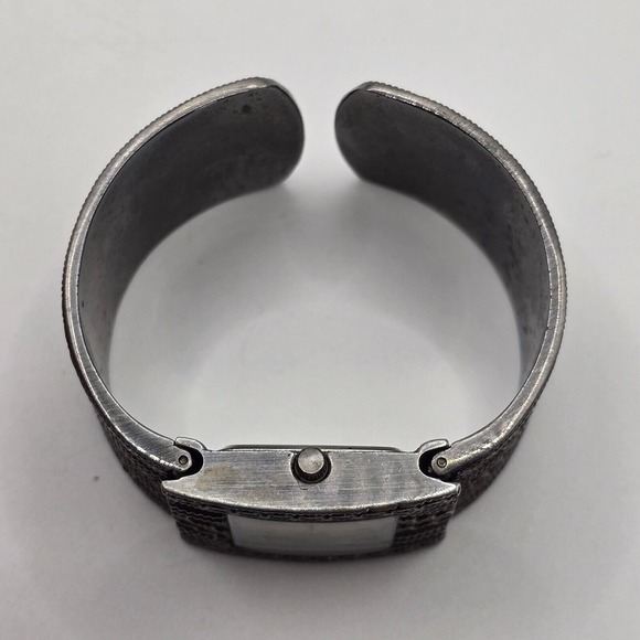 Vintage Avon Cuff Bracelet Watch Quartz Gun Metal Steampunk - Picture 9 of 12